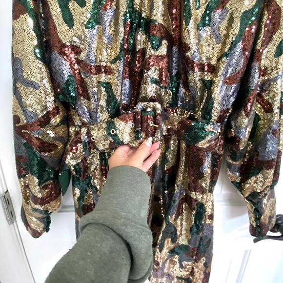 Long Sleeve Camo Sequin Mini Dress - Picture 3 of 4